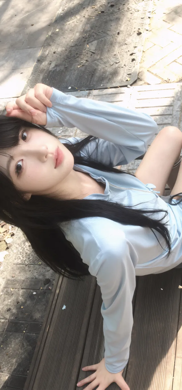 黑发美女灰背心牛仔外套休闲时尚人像手机壁纸