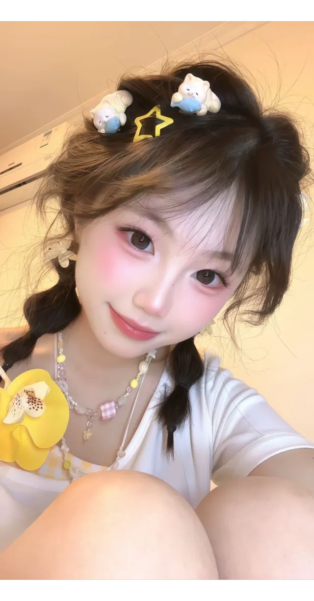 双马尾少女微笑侧颜特写人像摄影人物手机壁纸