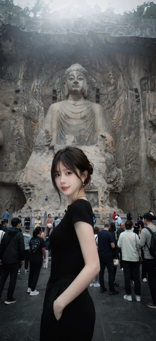 洛阳龙门石窟大佛打卡旅行古风手机壁纸