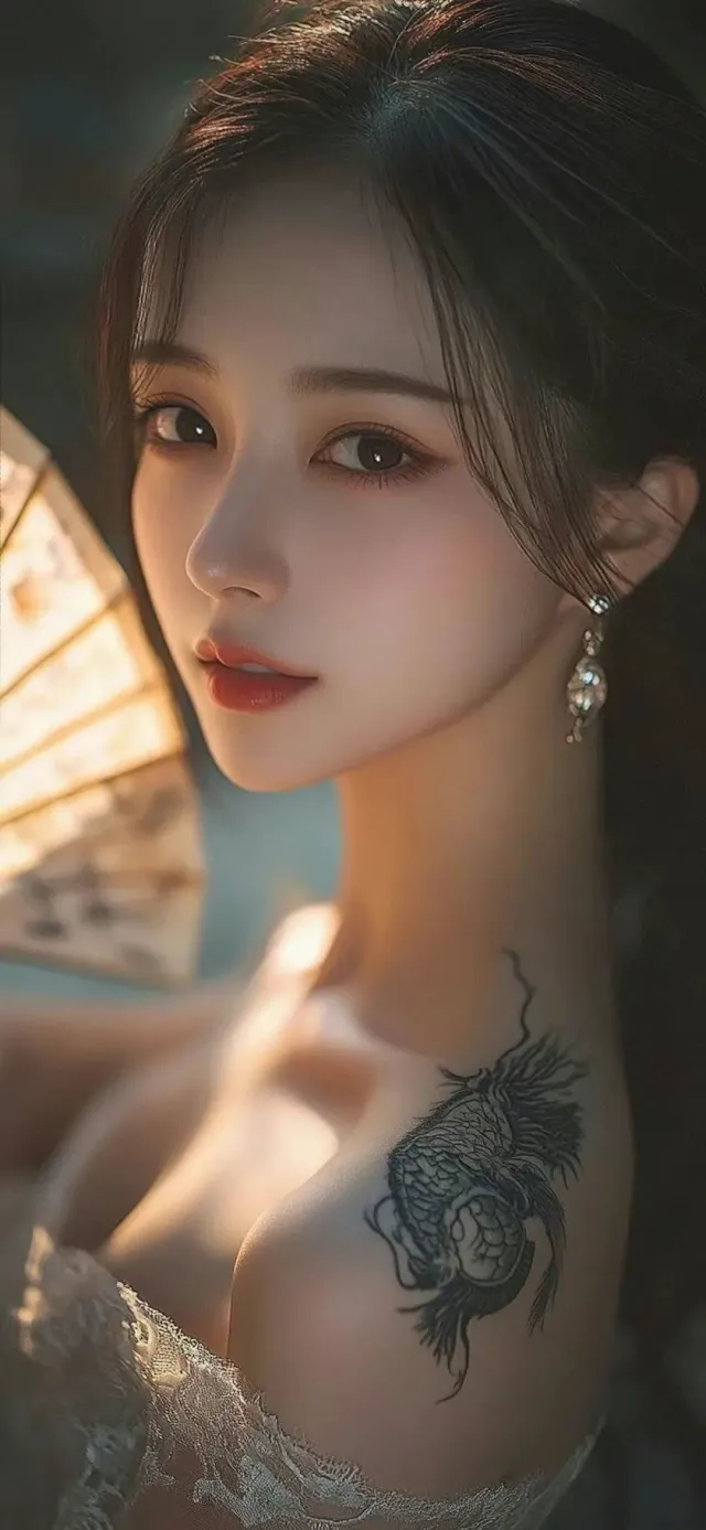 龙纹身古风少女唯美风手机壁纸