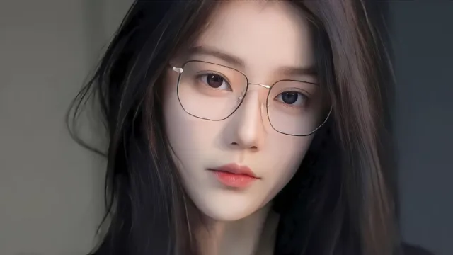 戴眼镜女性特写知性温柔光影人像电脑壁纸