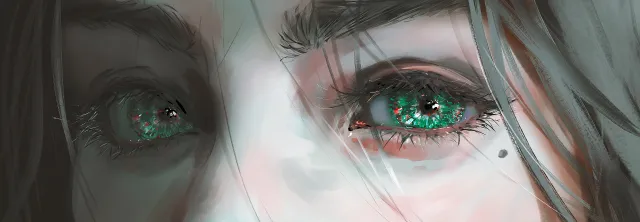 绿色眼睛少女面部特写唯美人物电脑壁纸