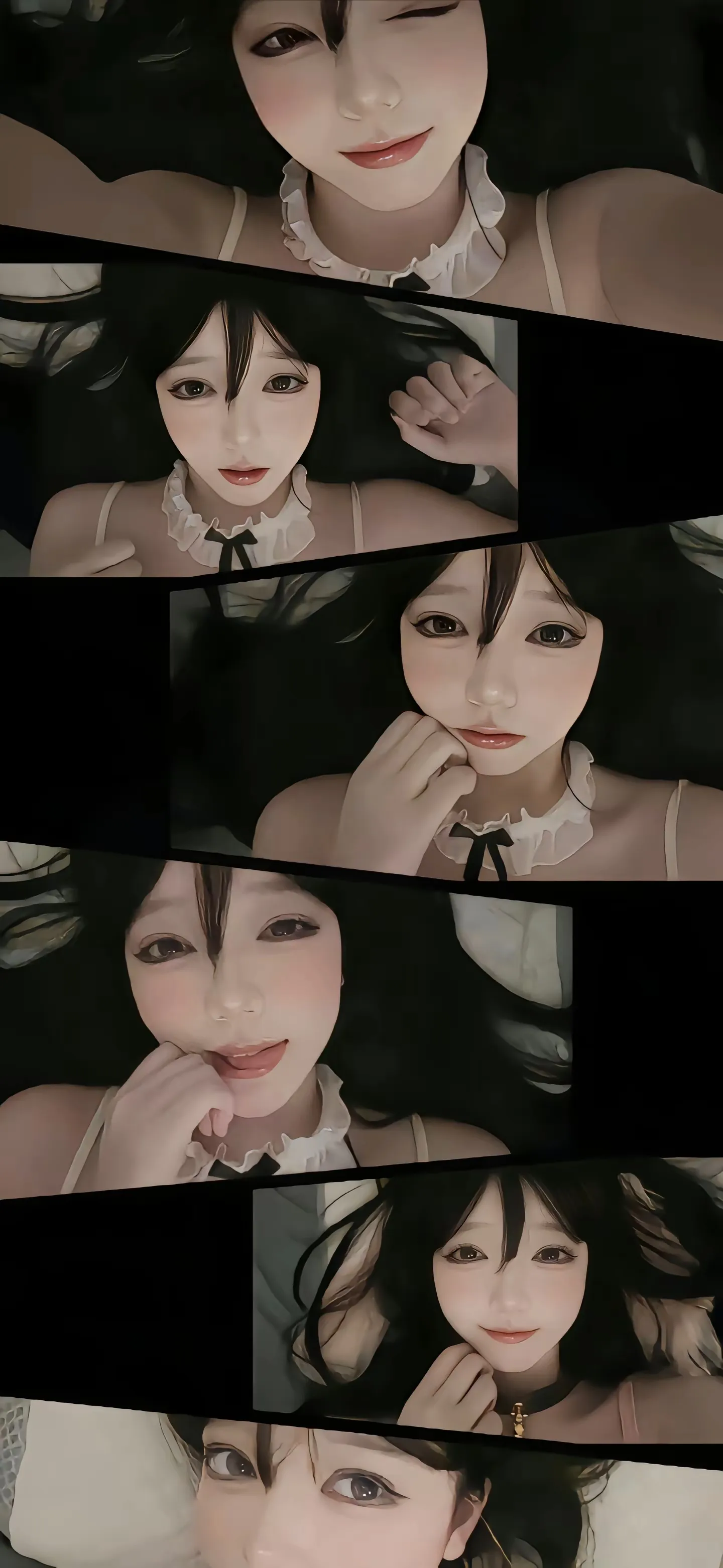 桃桃sama黑发蕾丝项圈分镜写真美女手机壁纸