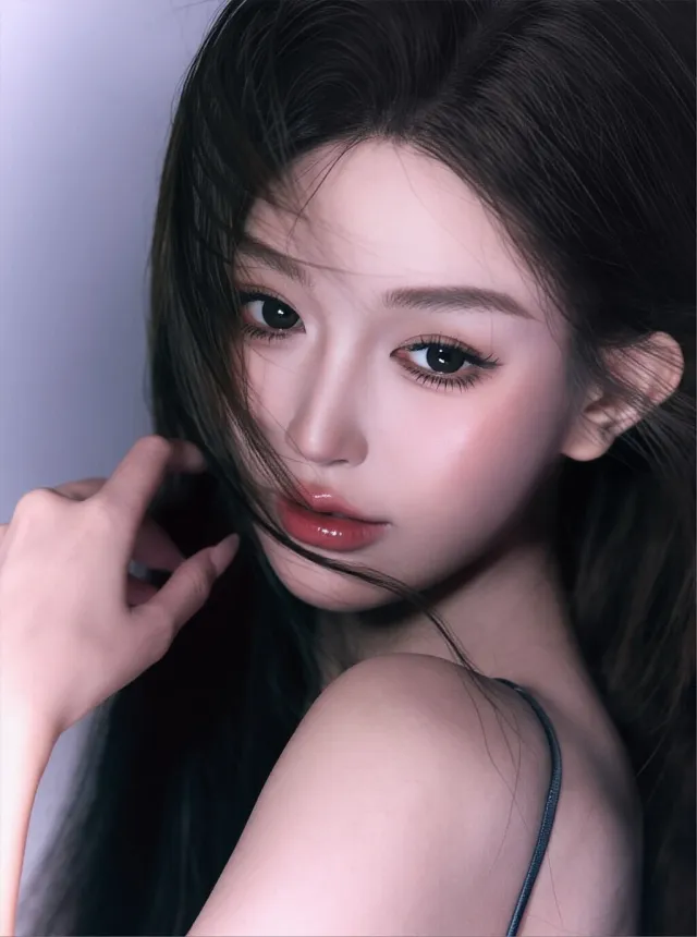 侧颜回眸清冷长发气质美女手机壁纸