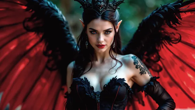 cosplay 黑色翅膀 女性角色 欧美人物壁纸