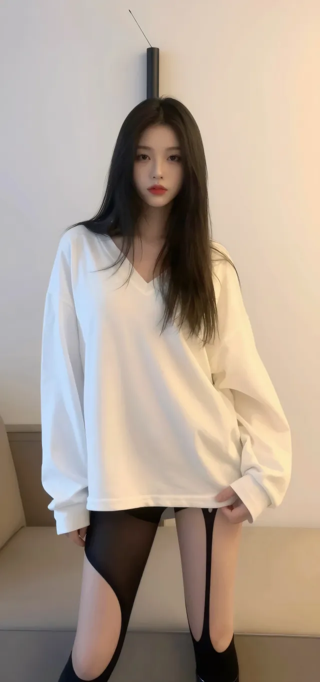 白毛衣长发美女纯欲风美女手机壁纸