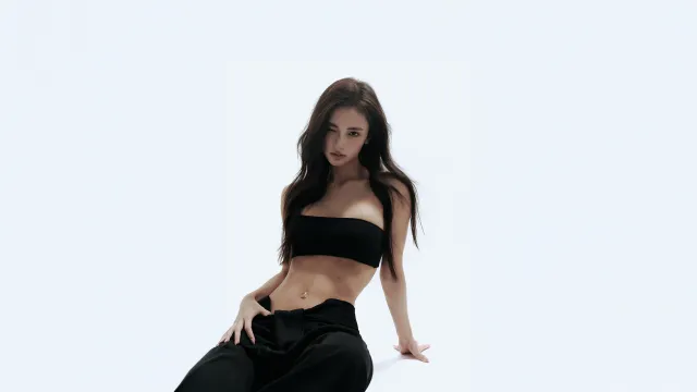 黑色抹胸上衣女性模特简约时尚人物电脑壁纸