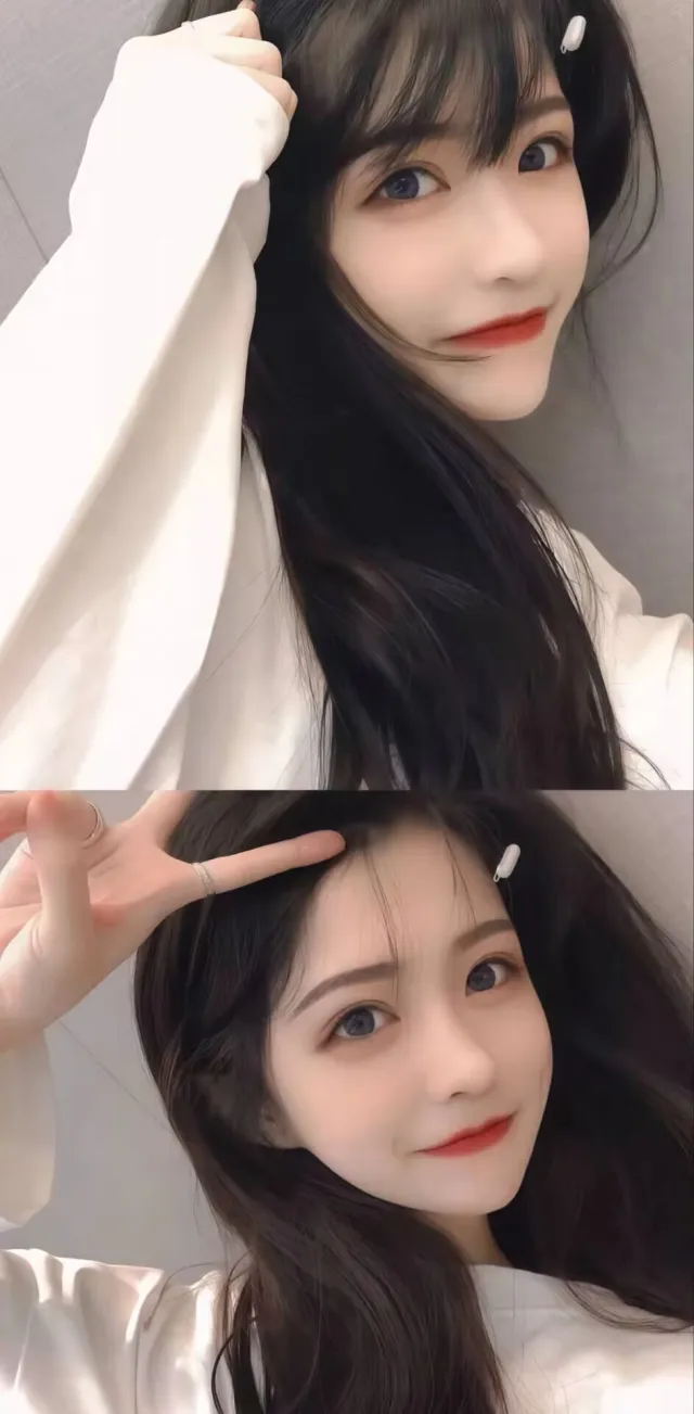 双马尾美女白上衣微笑比耶可爱自拍手机壁纸