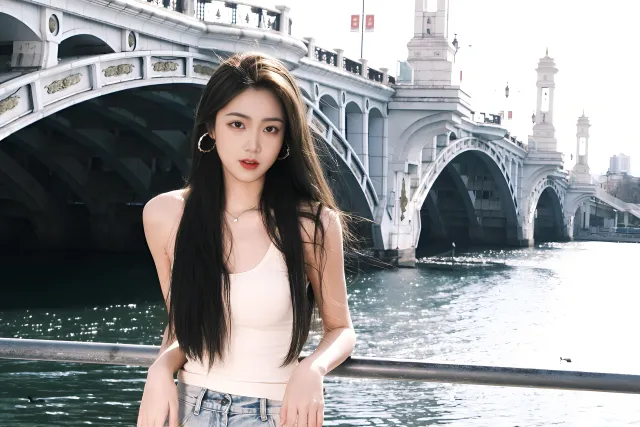 都市桥梁少女电脑壁纸