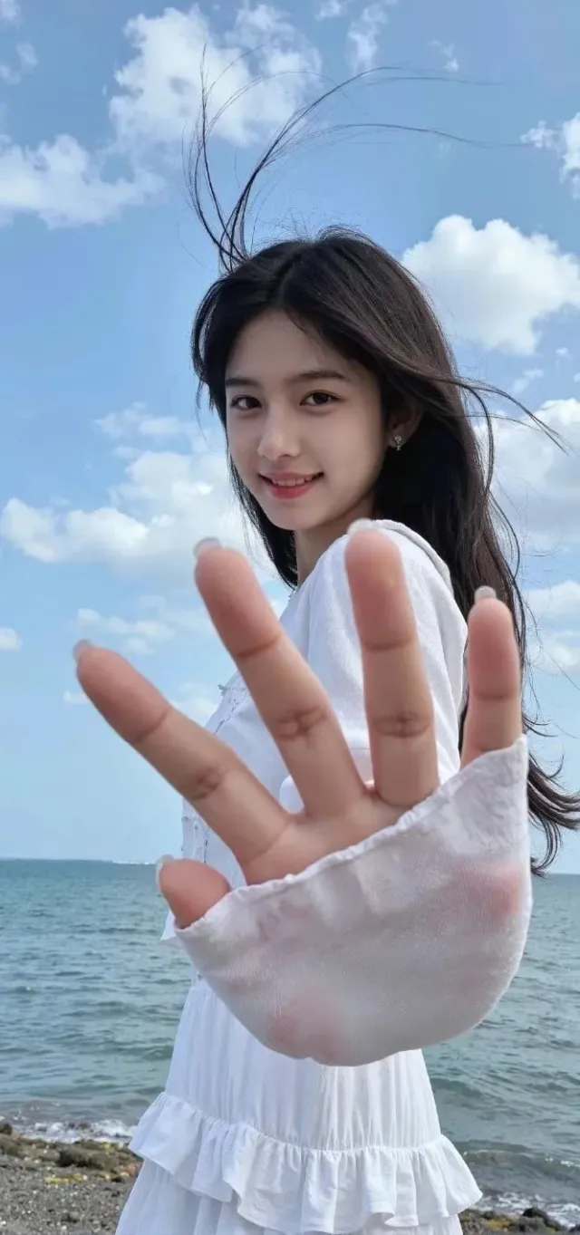 海边少女互动手机壁纸