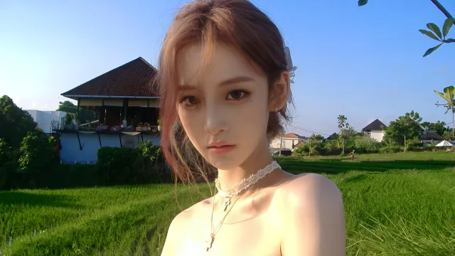 稻田边美女阳光侧颜清新自然摄影人物电脑壁纸