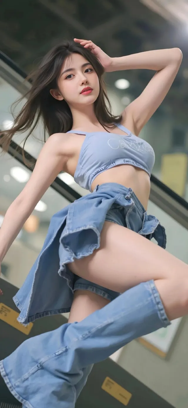 牛仔风活力少女手机壁纸