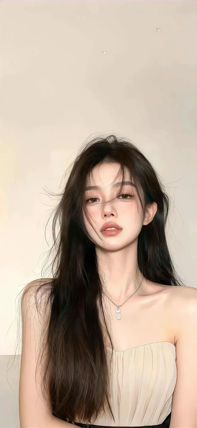 清冷系长发少女微风拂面写真手机壁纸