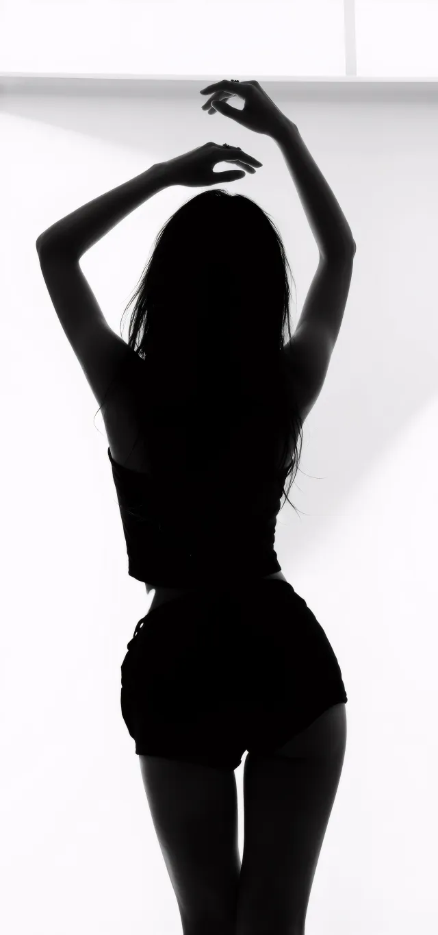 美女背光剪影伸展手臂摄影手机壁纸