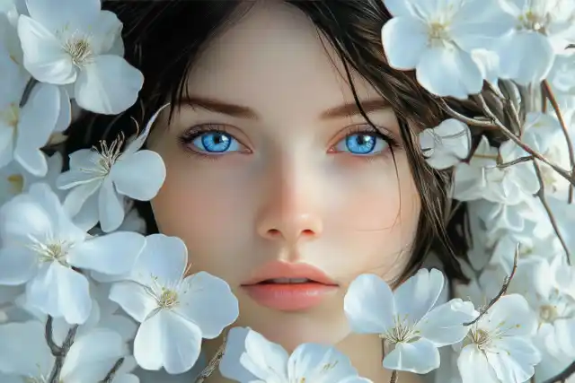 可爱女孩-花朵-模特唯美壁纸