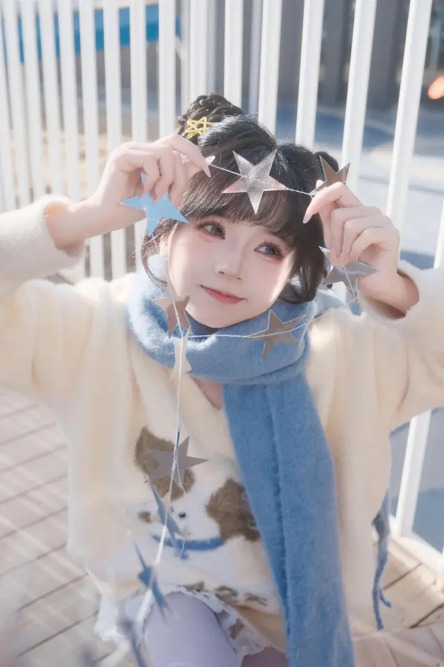 双丸子头星星串甜美美女手机壁纸