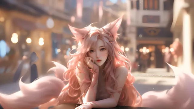 阿狸 美女 兽耳 长卷发 唯美  壁纸