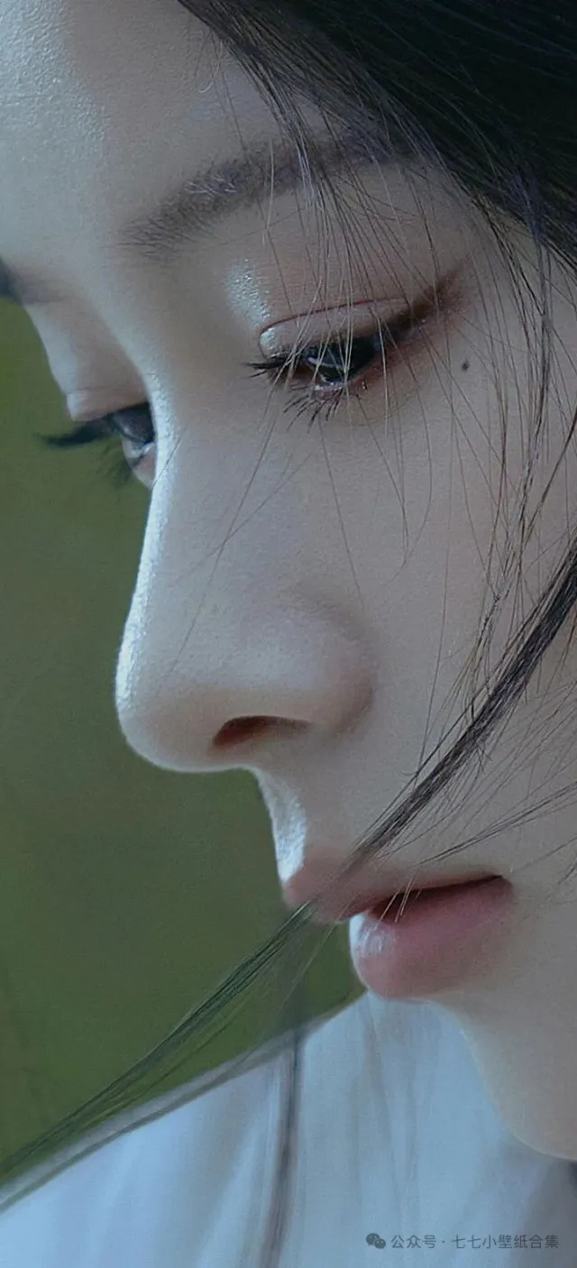 冷调侧颜发丝氛围感美女手机壁纸