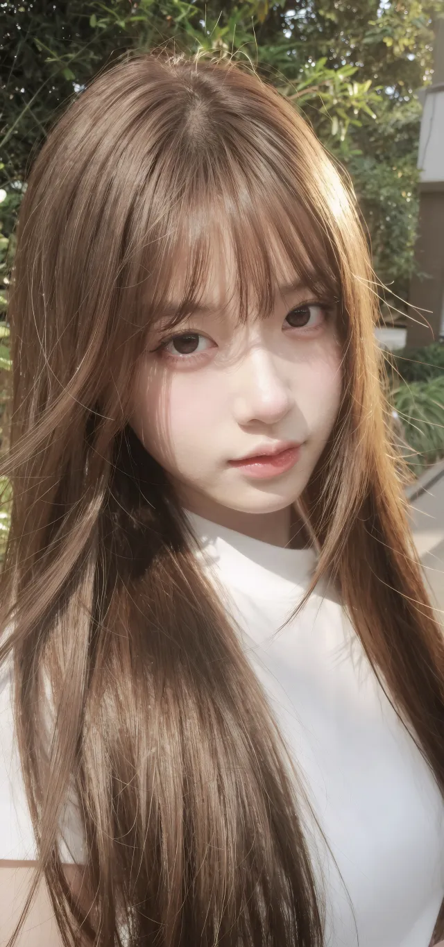 棕发美女阳光下自然微笑温柔人像手机壁纸
