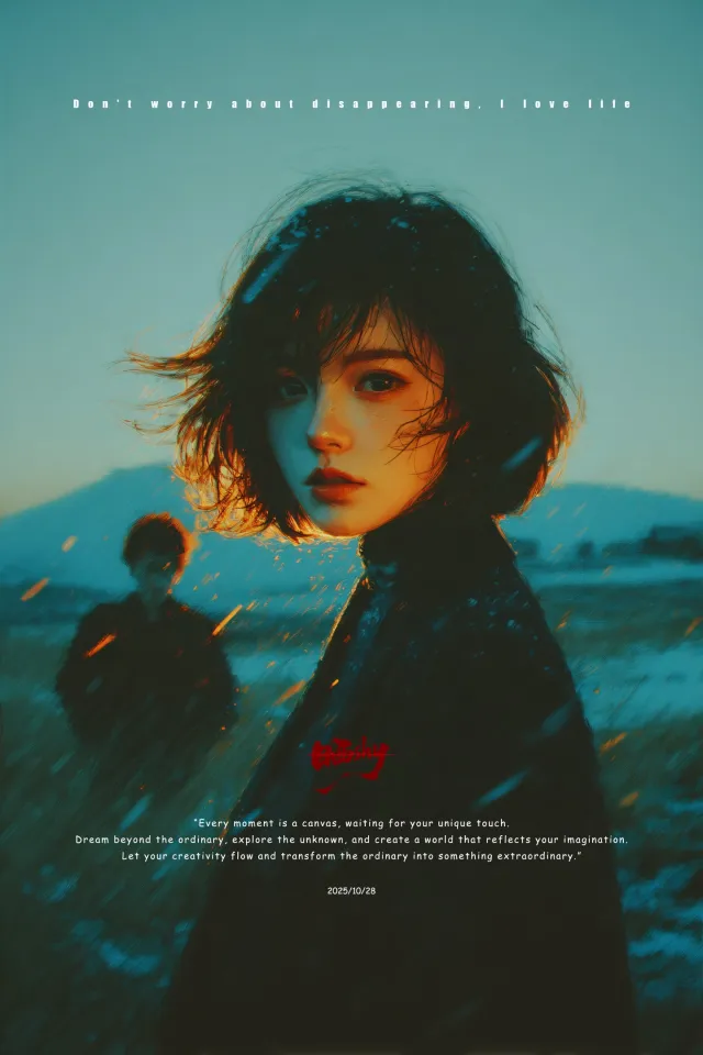 梦幻黄昏少女杂志风格手机壁纸
