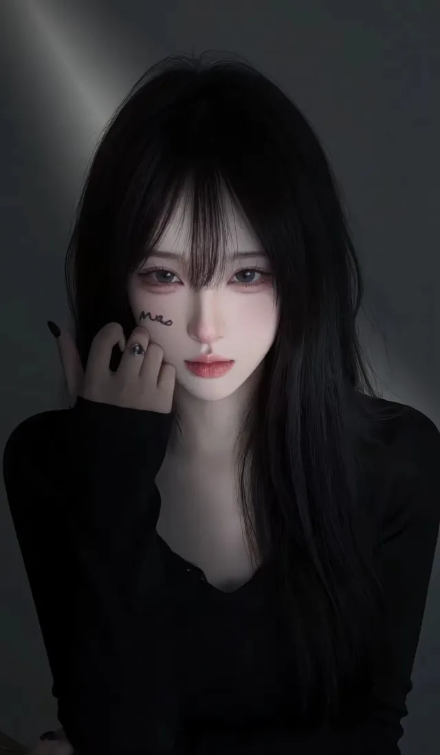 暗黑系黑发冷艳少女动漫手机壁纸